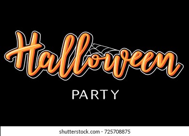 Halloween vector lettering. Holiday calligraphy with web for banner, poster, greeting card, party invitation.