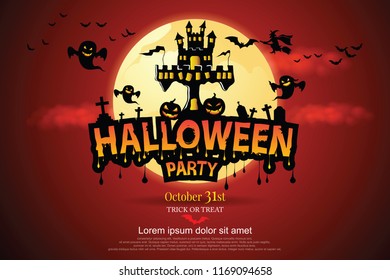 Halloween Vector lettering Halloween Party.