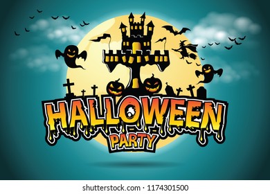 Halloween Vector lettering Halloween Party.