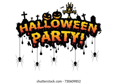 Halloween Vector lettering Halloween Party.