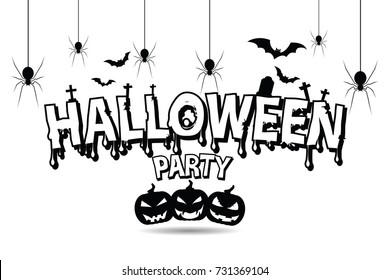 Halloween Vector lettering Halloween Party.