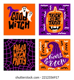 Halloween vector lettering poster set