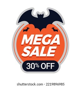 Halloween vector mega sale discount label template perfect for boost your product promotion sales.Can use this icon as an additional decoration on banners, flyers, or any media