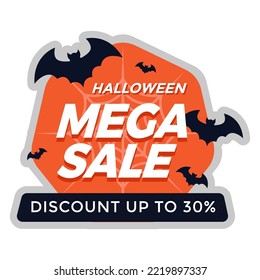 Halloween vector mega sale discount label with polygon background template perfect for boost your product promotion sales. You can use this icon as an additional decoration on banners, flyers, etc