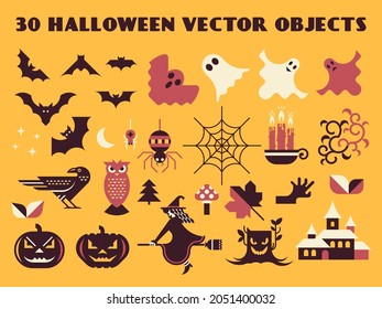 Halloween vector objects geometric style. 