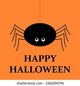 Halloween vector orange background. Spider, halloween symbols.