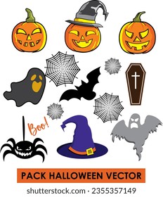 paquete vectorial de halloween con diferentes caracteres tradicionales