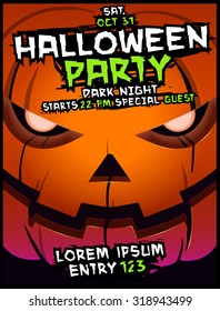 Halloween vector Party Design template with pumpkin and place for text
