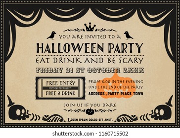 Halloween vector party invitation gothic style.Halloween background.