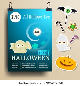 Halloween vector party poster, scary collection.