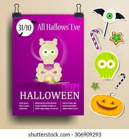 Halloween vector party poster, scary collection.