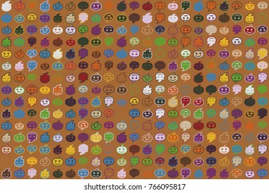 Halloween vector pattern with colored elements