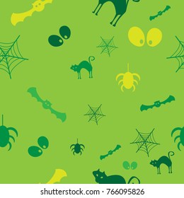 Halloween vector pattern with colored elements