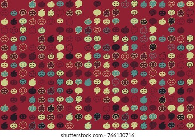 Halloween vector pattern with colored elements