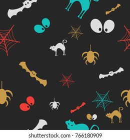 Halloween vector pattern with colored elements