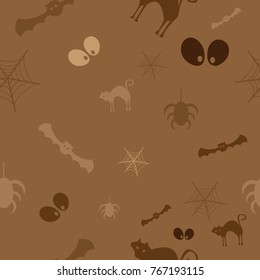 Halloween vector pattern with colored elements