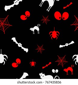 Halloween vector pattern with colored elements