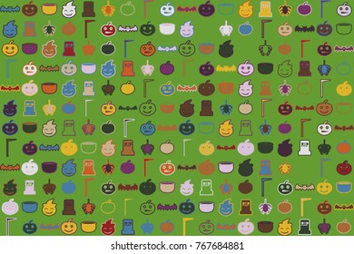 Halloween vector pattern with colored elements