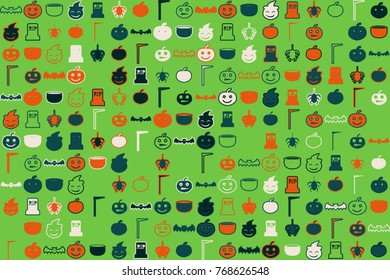 Halloween vector pattern with colored elements
