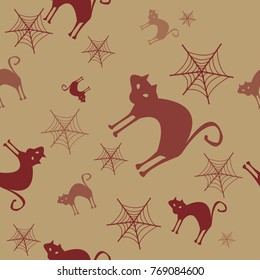Halloween vector pattern with colored elements
