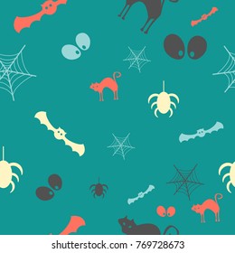 Halloween vector pattern with colored elements