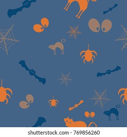 Halloween vector pattern with colored elements