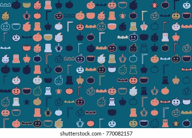 Halloween vector pattern with colored elements