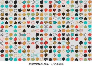 Halloween vector pattern with colored elements
