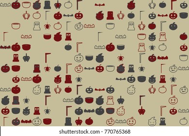 Halloween vector pattern with colored elements