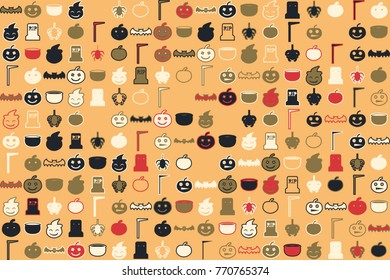 Halloween vector pattern with colored elements