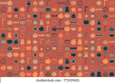 Halloween vector pattern with colored elements