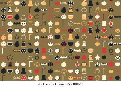 Halloween vector pattern with colored elements