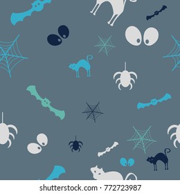 Halloween vector pattern with colored elements