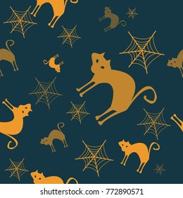 Halloween vector pattern with colored elements