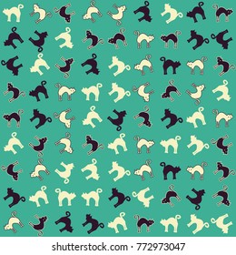 Halloween vector pattern with colored elements. Cats.