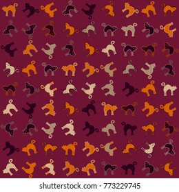 Halloween vector pattern with colored elements