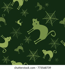 Halloween vector pattern with colored elements