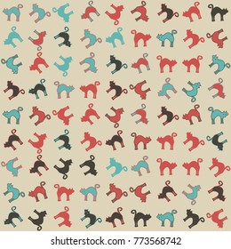 Halloween vector pattern with colored elements