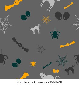 Halloween vector pattern with colored elements