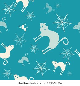 Halloween vector pattern with colored elements