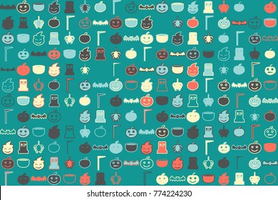 Halloween vector pattern with colored elements