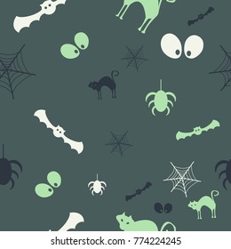 Halloween vector pattern with colored elements