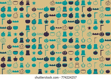 Halloween vector pattern with colored elements