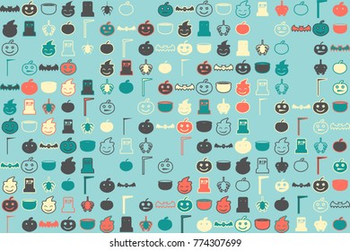 Halloween vector pattern with colored elements