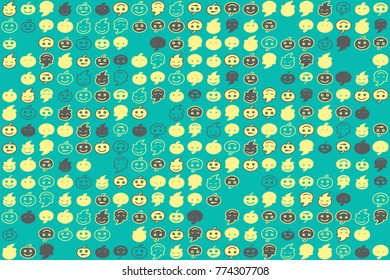 Halloween vector pattern with colored elements
