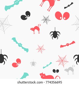 Halloween vector pattern with colored elements