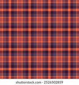 Halloween vector pattern with plaid stripes and pumpkins, spooky ghosts, and scary ornaments. Ideal for autumn background, textile, fabric, party decor, greeting cards, posters, or tiled wallpaper.