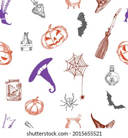 Halloween vector pattern. Sketch illustration