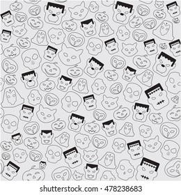 Halloween vector pattern theme set
