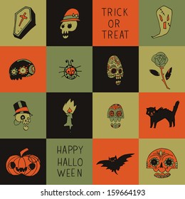 Halloween vector pattern for web page backgrounds, postcards, greeting cards, invitations, pattern fills, surface textures.